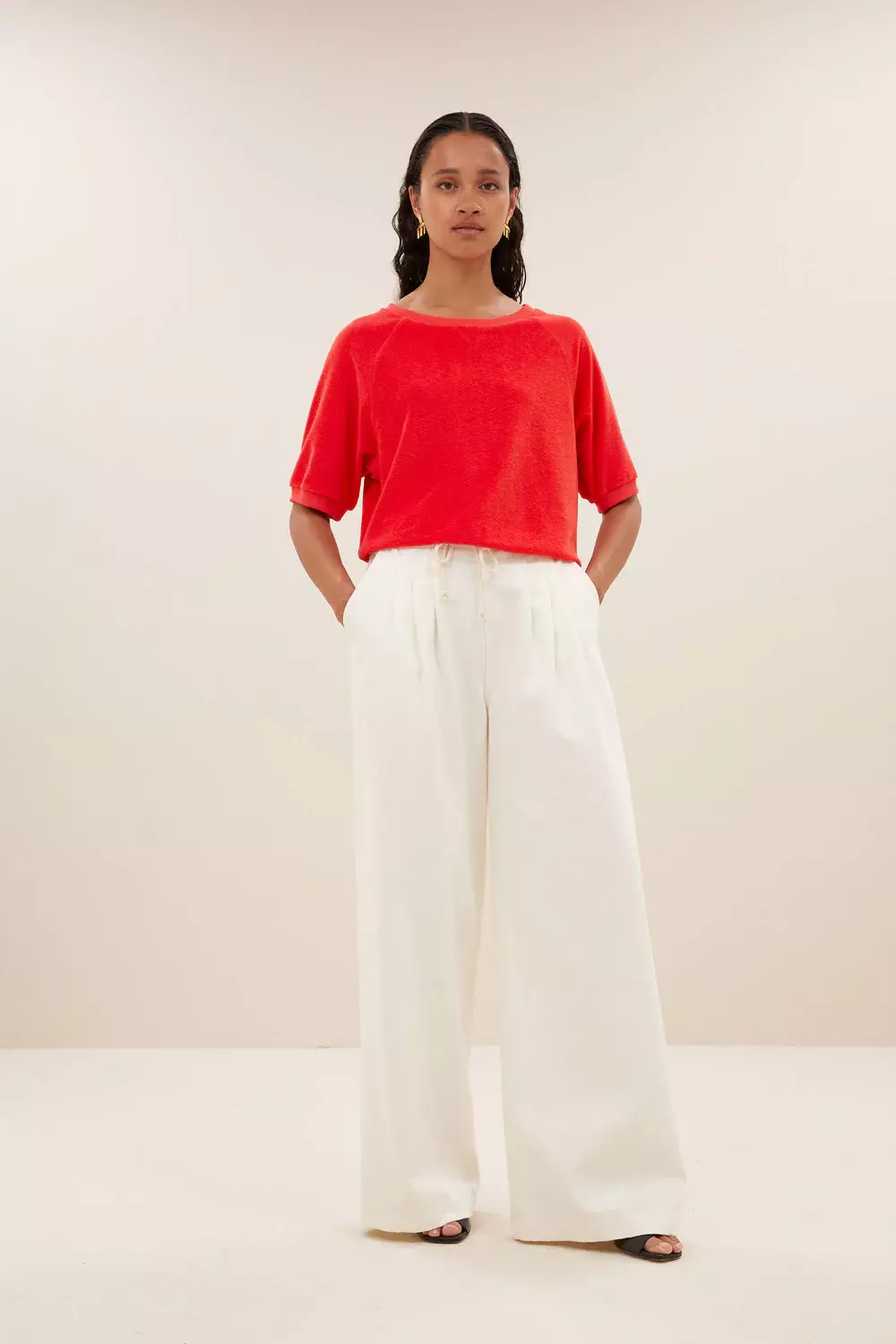 By-Bar Neva Slub Top Poppy Red Pullover Damen rot